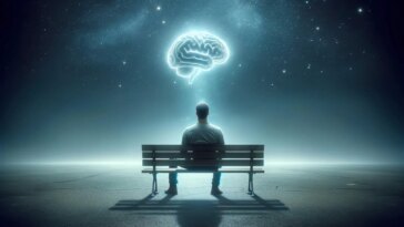 Brain Man Sitting on Bench