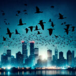 Birds City Lights Art