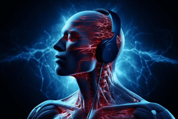 Médecine mélodique : des scientifiques découvrent un moyen simple de réduire l'intensité de la douleur physique Pain Headphones Abstract