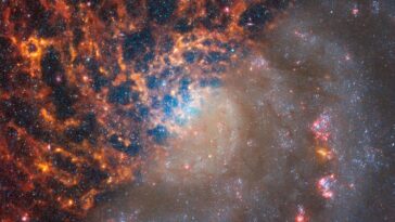 Webb and Hubble Spiral Galaxy IC 5332