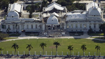 Logan Abassi / UNDP Global - United Nations Development Programme, originally posted to Flickr as Haiti Earthquake, https://en.wikipedia.org/wiki/Port-au-Prince#/media/File:Haitian_national_palace_earthquake.jpg
