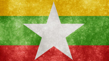 MyanmarFlagGrunge, cc Flickr Nicolas Raymond, modified, http://freestock.ca/flags_maps_g80-myanmar_grunge_flag_p1179.html
