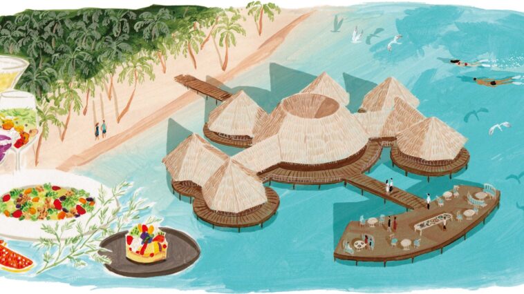 Ce complexe hôtelier des Maldives propose des repas du jardin à la table et des fouilles opulentes