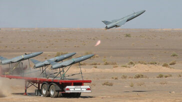 cc Tasnim News Agency, modified, https://commons.wikimedia.org/w/index.php?search=iran%20drone&ns0=1&ns6=1&ns12=1&ns14=1&ns100=1&ns106=1#/media/File:Iranian_drone_exercise_in_2022_-_Day_2_(52).jpg