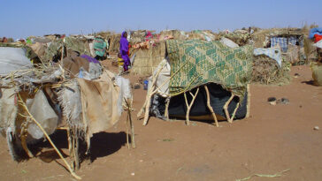 Picture of IDP camp in Sudan resulting from the Darfur conflict. Original captions states: