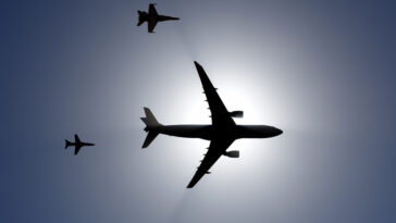 US Department of Defense, modified, A formation of Royal Australian Air Force aircraft fly over Avalon Airport at Geelong, Victoria, Australia, Feb. 25, 2019. Along with Australian aircraft, U.S. military aircraft were to be showcased through flight demonstrations and static displays during the 2019 Australian International Airshow and Aerospace & Defence Exposition. (U.S. Air Force photo by Staff Sgt. Sergio A. Gamboa) www.dvidshub.net, https://flickr.com/photos/39955793@N07/46495003394/