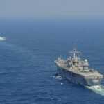 150424-N-NM917-049 SOUTH CHINA SEA (April 24, 2015) - The U.S. 7th Fleet flagship USS Blue Ridge (LCC 19), and CNS Qilianshan (LPD 999) of the People