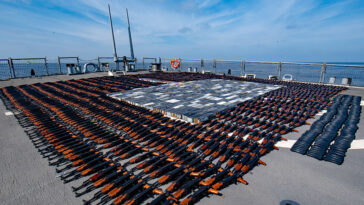 cc, modified, https://www.cusnc.navy.mil/Media/News/Display/Article/2882728/us-navy-seizes-1400-assault-rifles-during-illicit-weapons-interdiction/, U.S. Navy Seizes 1,400 Assault Rifles During Illicit Weapons Interdiction
