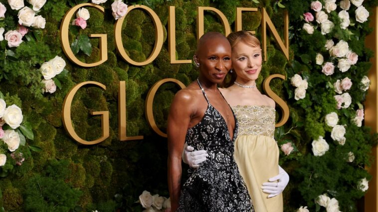 Cynthia Erivo et Ariana Grande ont l'air incroyablement belles sur le tapis rouge des Golden Globes 2025, sans leur signature rose et vert