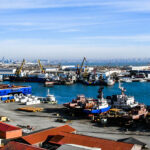 Baku port, cc Asif Masimov , modified, https://commons.wikimedia.org/wiki/File:Port_of_Baku_in_2022.jpg