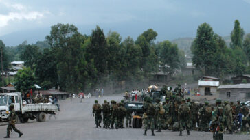 The Congolese National Armed Forces (FARDC) reinforce their positions around Goma following a second day (21 May 2013) of fighting against M23 elements in the town of Mutaho, about 10 km from Goma. ; cc MONUSCO Photos, modified, https://flickr.com/photos/monusco/8776443743/in/photolist-eo8byY-eo82SQ-eo8jNC-eo7Wjd-eo7K5h-enx8f4-enxcVz-enxgQt-enxyXz-i27gJr-h8MkU4-hbCGaf-h9efFY-cMYaeQ-zZTHp9-TB8FL3-23QtnCs