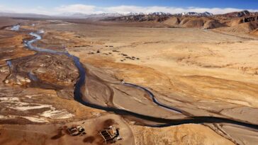 The Maquan River, the upper section of the Yarlung Tsangpo River, which flows through the Tibetan Plateau