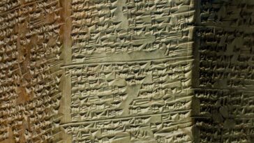 Complete terracotta prismoid, in octagonal form, eight columns of inscription, historical inscription of Tiglathpileser I, describing his campaigns and buildings. ? The Trustees of the British Museum