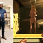 On the left is a male participant from the trial experiencing virtual reality, which made him embody a female avatar, seen on the right