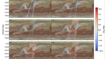La tempête de Jupiter massive tourne d'ammoniac profondément dans l'atmosphère de la planète