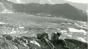 Collecting rock samples in Antarctica