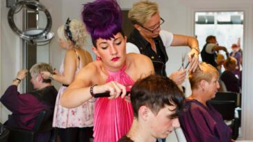 GB. England. Black Country. Wolverhampton. Compton. Royston Blythe hair salon. 2012.