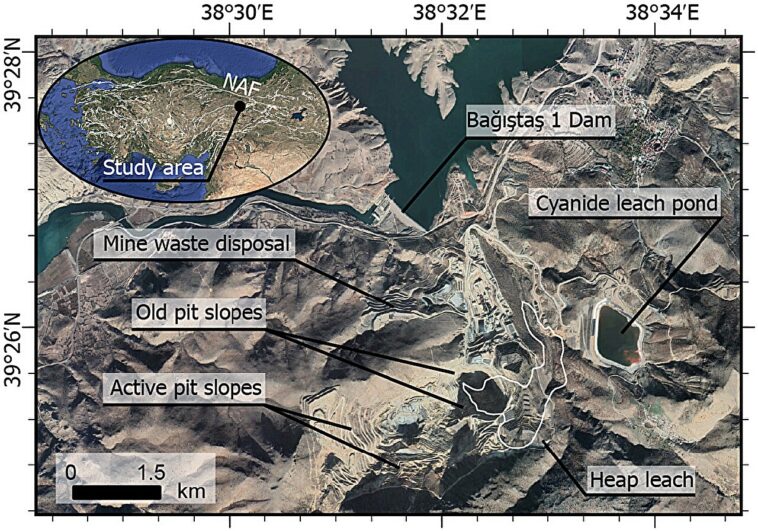 Étude de l'or turc des glissements de terrain des mines à forte nécessité le besoin d'une surveillance future