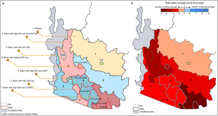 Les eaux souterraines diminuent rapidement dans le bassin du fleuve Colorado, les données satellites montrent Les eaux souterraines diminuent rapidement dans le bassin du fleuve Colorado, les données satellites montrent