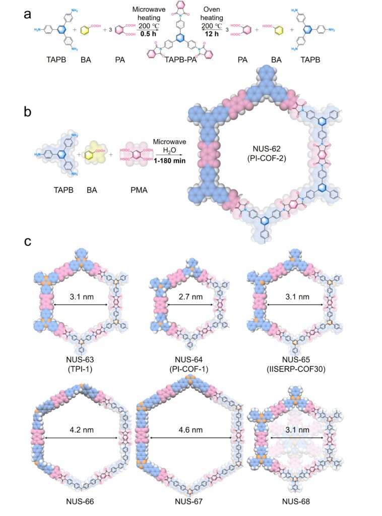 Synthèse micro-ondes assistée par l'eau de matériaux cof poreux pour les batteries au lithium-ion