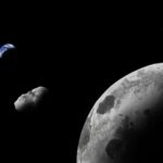 An artist impression of Earth quasi-satellite Kamo`oalewa near the Earth-Moon system. (Image credit: Addy Graham/University of Arizona)