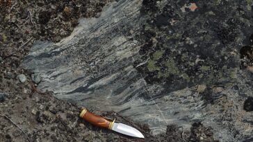Une photographie d'une intrusion magmatique dans la ceinture de pierre verte.