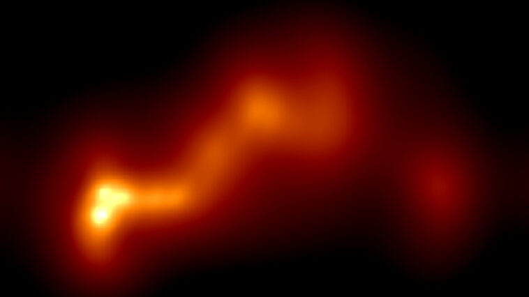 OJ 287: Une nouvelle image révèle un jet de plasma brusquement incurvé au cœur de la mystérieuse galaxie