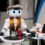 The waiter robot ONYRO of the Ipsum Tek French company is displayed during the 8th edition of the Vivatech technology startups and innovation fair, at the Porte de Versailles exhibition center in Paris, on May 23, 2024. (Photo by MIGUEL MEDINA / AFP) (Photo by MIGUEL MEDINA/AFP via Getty Images)