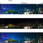 Quelques bâtiments brillants s'allument tout le ciel nocturne