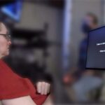 Someone with paralysis using the brain-computer interface. The text above is the cued sentence and the text below is what is being decoded in real-time as she imagines speaking the sentence