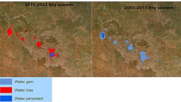 Les résultats montrent que la source d'eau vitale du Northern Territory sèche - et elle peut être vue depuis l'espace