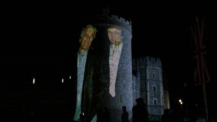 Des photos de Donald Trump et Jeffrey Epstein ont projeté sur le château de Windsor lors de la visite d'État