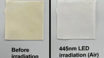 Élimination des taches jaunes du tissu avec une lumière bleue