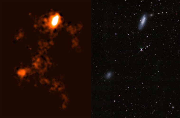 Galaxies naines liées par un pont de gaz intergalactique massif