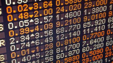 Electronic stok data board.