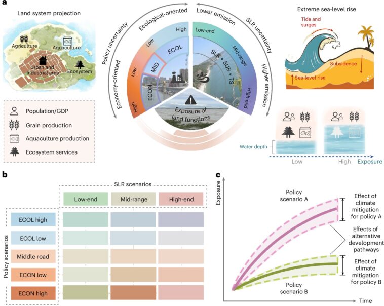 Les politiques de développement des terres côtières de la Chine peuvent l'emporter sur le changement climatique dans les risques inondables futurs