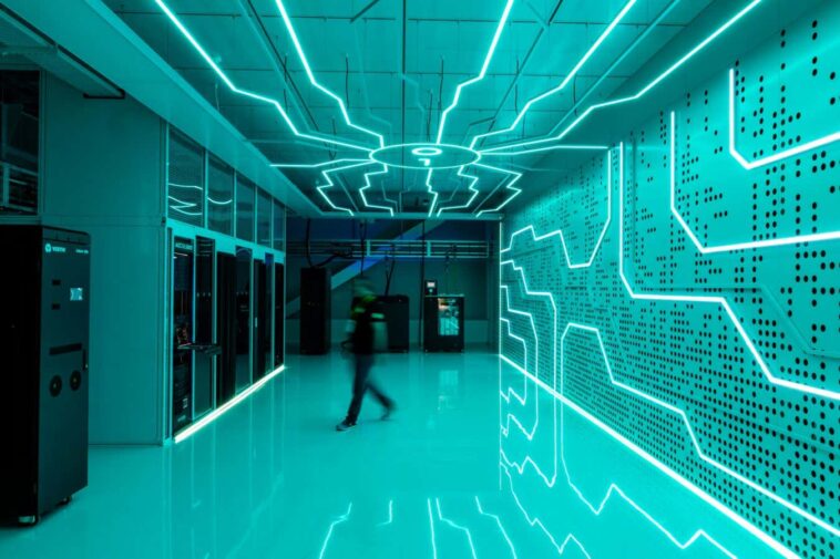 Liquid cooled servers in an installation at the Global Switch Docklands data centre campus in London, UK, on Monday, June 16, 2025. Nvidia Corp. Chief Executive Officer Jensen Huang projected that Europe