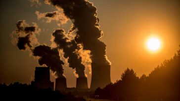 BOXBERG, GERMANY - MARCH 17: Boxberg Power Station is seen during sunset on March 17, 2016 in Boxberg, Germany. This lignite-fired power station is the second largest in Germany. (Photo by Florian Gaertner/Photothek via Getty Images)