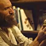 : Ludovic Slimak, discoverer of Thorin showing the Thorin maxillar. Photography Laure Metz