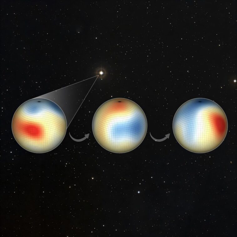 Une jeune étoile semblable au Soleil révèle un cycle magnétique rapide de deux ans