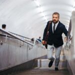 Man walking out of subway station