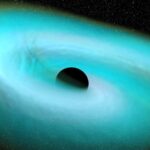 Image from a MAYA collaboration numerical relativity simulation of a neutron star-black hole (NSBH) binary merger, showing the disruption of the neutron star. Credit: Deborah Ferguson (UT Austin), Bhavesh Khamesra (Georgia Tech), and Karan Jani (Vanderbilt University).