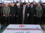 Officials grieve at the funeral of Qasem Soleimani. Hassan Rouhani, Ali Khamenei, and Ebrahim Raisi are seen in the middle of the front row.; modified, khamenei.ir, https://fr.wikipedia.org/wiki/Fichier:Qasem_Soleimani_funeral_2.jpg
