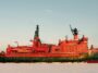 Russian nuclear icebreaker 50 Years of Victory breaking through Arctic sea ice