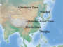 Une carte du continent asiatique montre les cinq endroits où les restes de Denisovan ont été découverts.