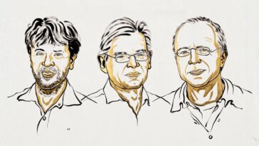 Un dessin animé composé de Karl Deisseroth, Peter Hegemann et Georg Nagel, tous de couleur beige et beige.
