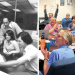 Une comparaison d'images fractionnées de groupes de personnel de mission à différentes périodes.